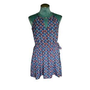Pixley Tammi Sailboat Halter Mini Dress S Blue Red Nautical Sailor Chic Casual
